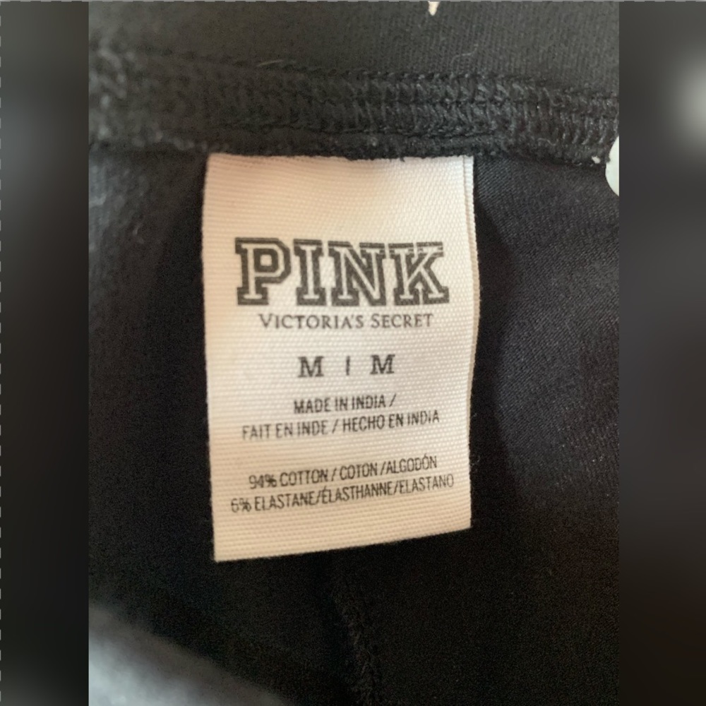 ✨3 for $20 PINK Black Leggings w/ White Stars ⭐️ M - Picture 3 of 4